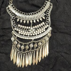 Elegant Silver and Gold Statement Necklace